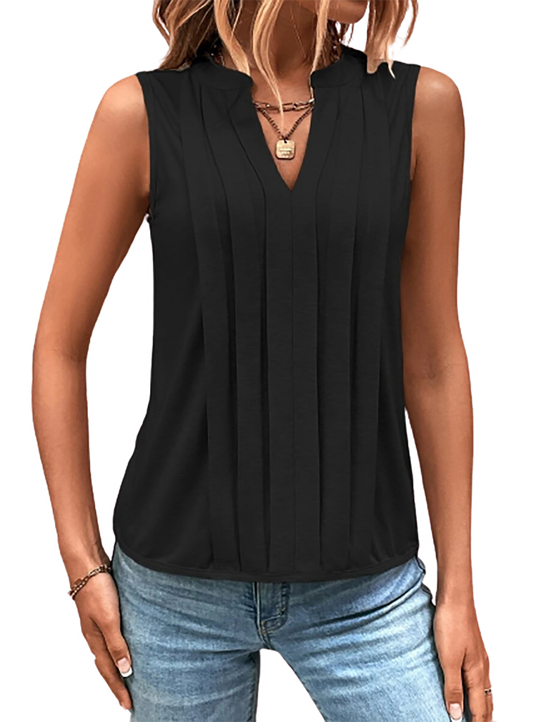 Women's V Neck Sleeveless Blouse Tops Shirts