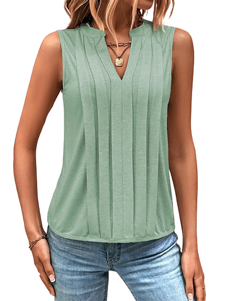 Women's V Neck Sleeveless Blouse Tops Shirts