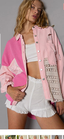 POL Pink Medallion Long Jacket