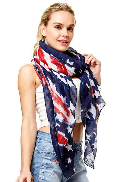 USA American Flag Spring Fall Oblong Scarf