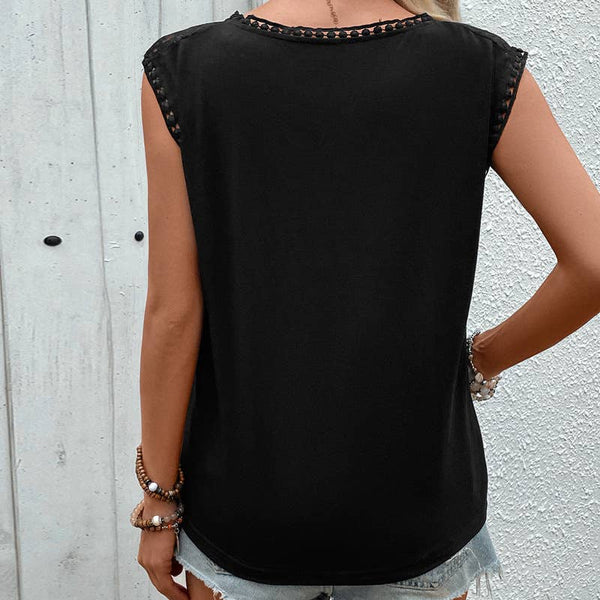 Elegant Lace Panel Sleeveless Top
