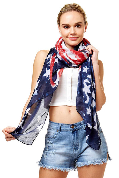 USA American Flag Spring Fall Oblong Scarf