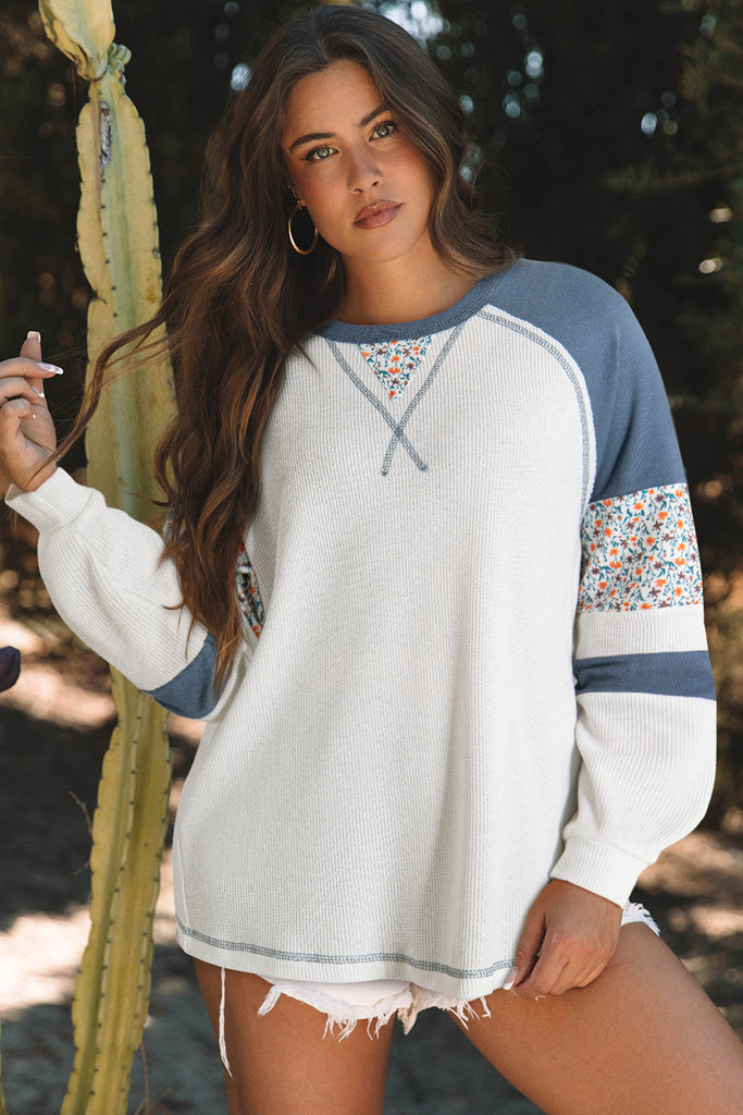 Blue White Casual Sweatshirt