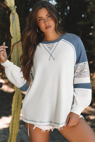 Blue White Casual Sweatshirt