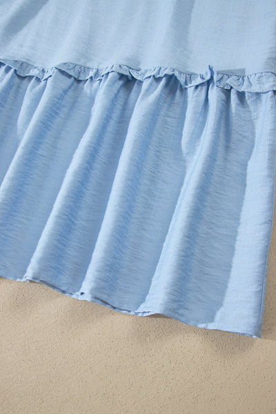 Bonbon Solid Color Ruffle Trim High Waist Sleeveless Maxi Dress
