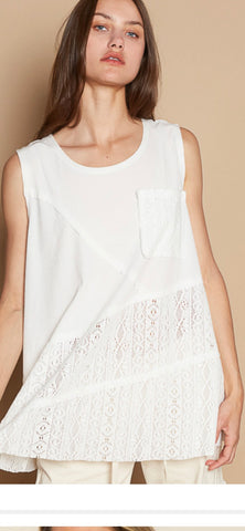 POL White Appliquéd Tank Top