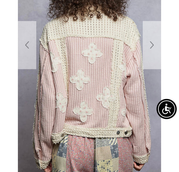 POL Pink Cream Floral Appliquéd Jacket