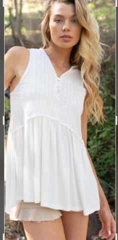 POL Babydoll White Tank Top