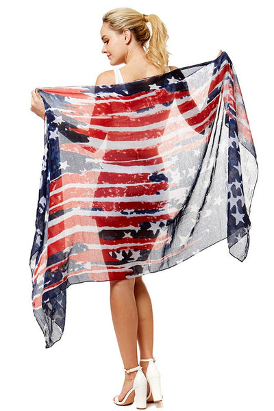 USA American Flag Spring Fall Oblong Scarf