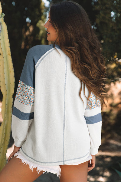 Blue White Casual Sweatshirt