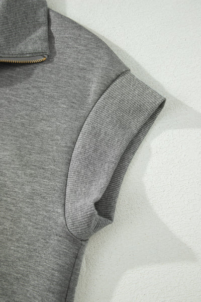 Light Grey Half Zip Polo Tee Casual Pant Set