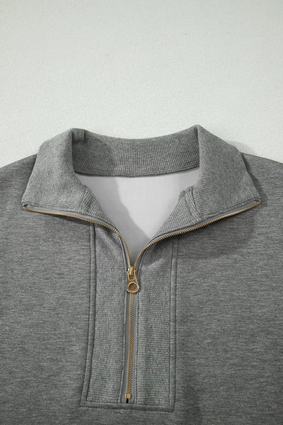 Light Grey Half Zip Polo Tee Casual Pant Set