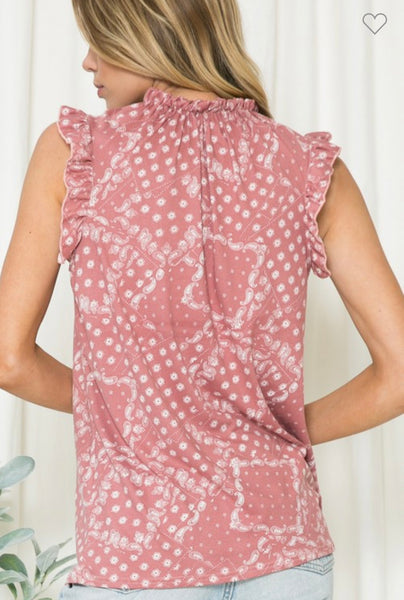 Mauve Pink Patterned Print Plus Sized Top