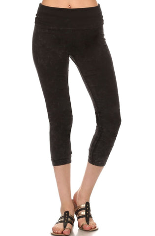 NWT Chatoyant Mineral Washed Black Cropped  Stretch Pants Leggings S M L - Linda's Fab Fashions