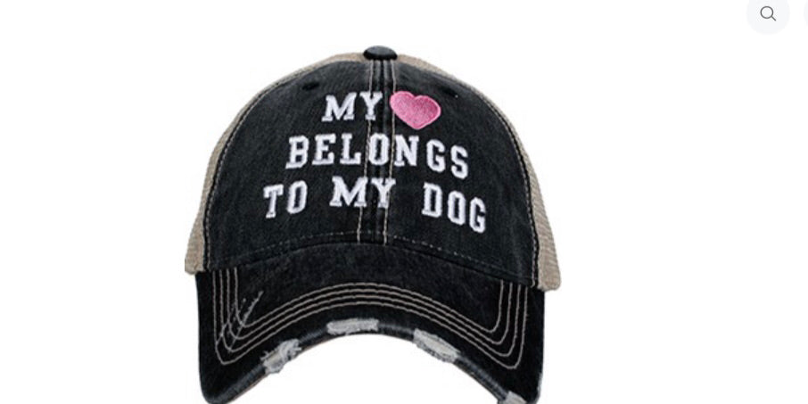 My Heart Belongs To My Dog Distressed Hats Cap